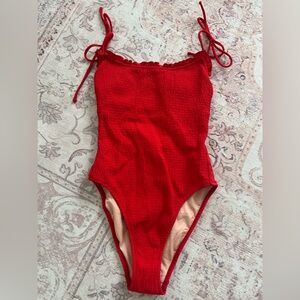 J. Crew Red Ruffled Swimsuit Size 2